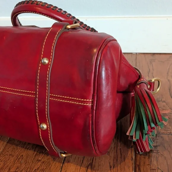 Dooney & Bourke Florentine Red Leather Satchel Handbag